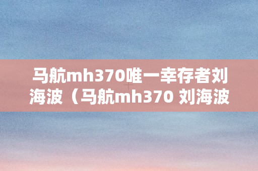马航mh370唯一幸存者刘海波（马航mh370 刘海波）